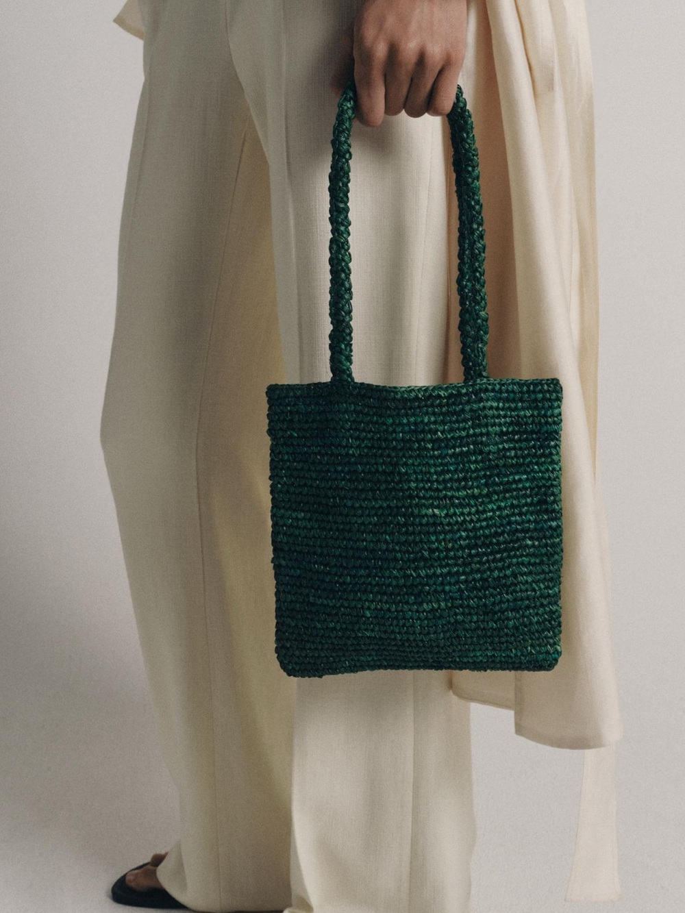 RAFFIA MINI SHOPPER BAG